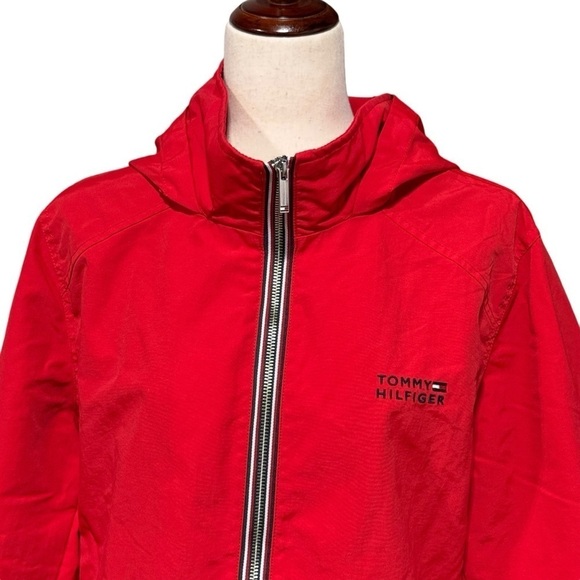 Tommy Hilfiger Windbreaker Hooded Nylon Red Zip Up. Women’s Size XXL - Picture 5 of 13